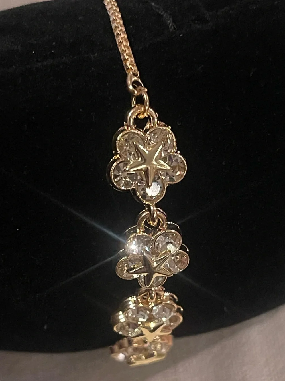 Swarovski Gold Floral Crystal with Stars Link Bracelet with adjustable closure